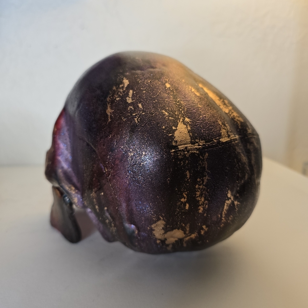 HANDCRAFTED Upcycled Plastic Skull Head HANDPAINTED Tabletop Art Decor Halloween - Picture 14 of 17